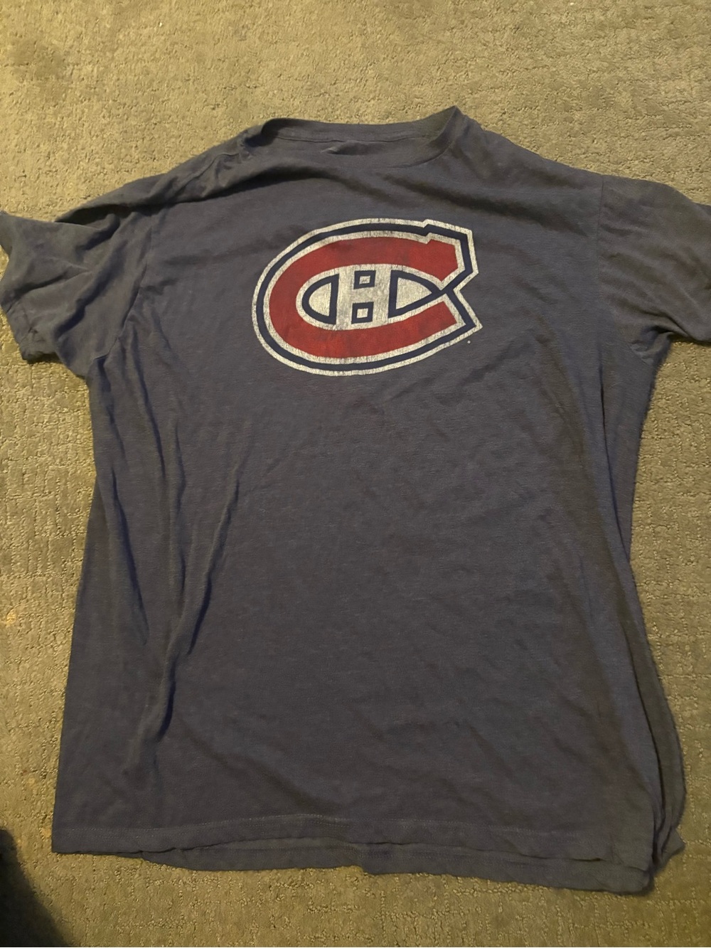 NHL Navy Blue Short-Sleeve Tee with Red and White Hockey Emblem
